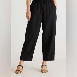 QUINCE-100% European Linen Wide Leg Pants Black Sz M NWT